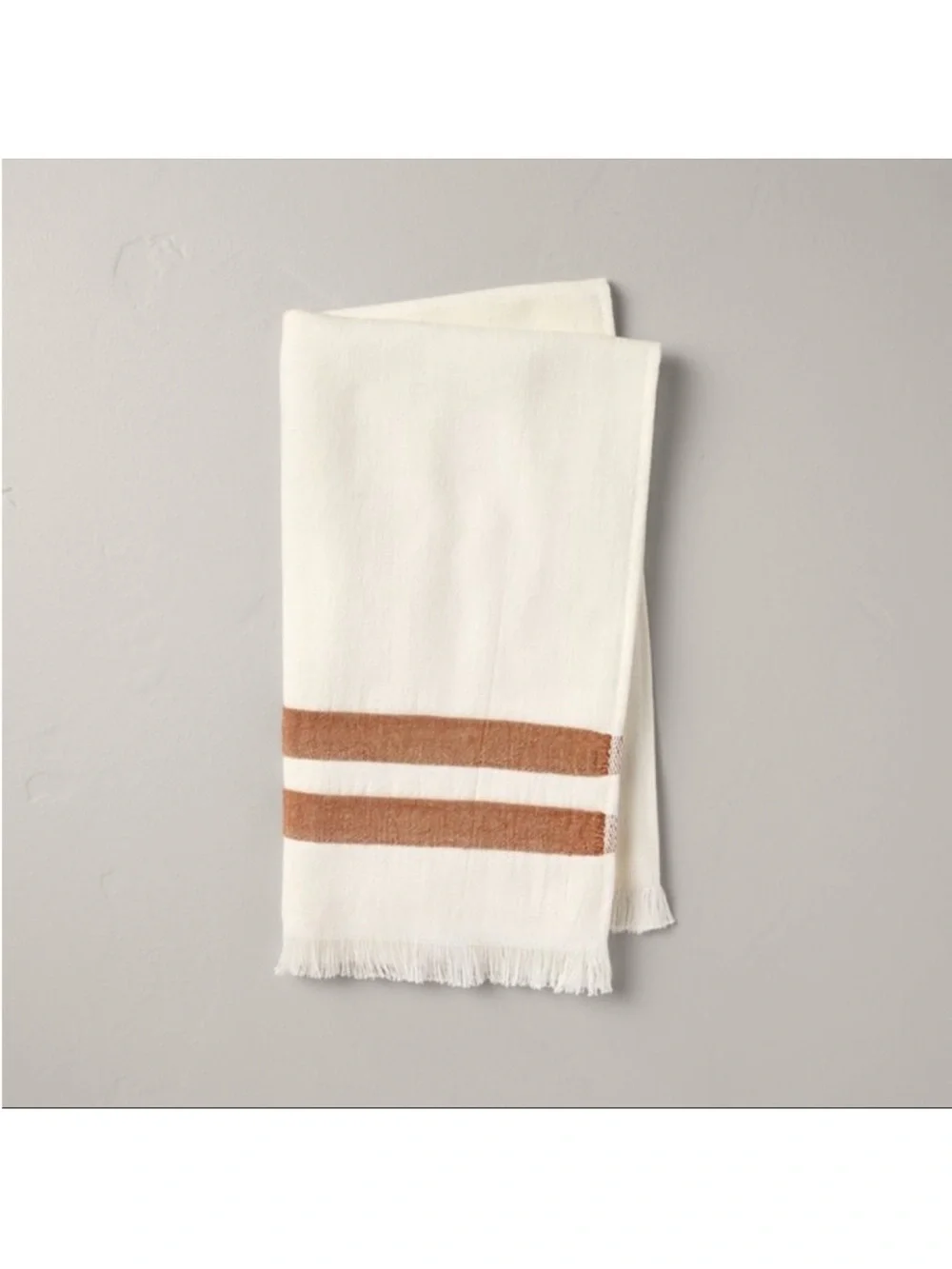 Twin Stripe Terry Hand Towel Beige/Rust- Hearth & Hand™ with Magnolia NWT